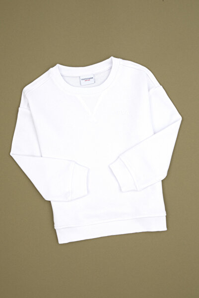 U.S. Polo Assn. Erkek Çocuk Beyaz Basic Bisiklet Yaka Sweatshirt 50313829-VR013