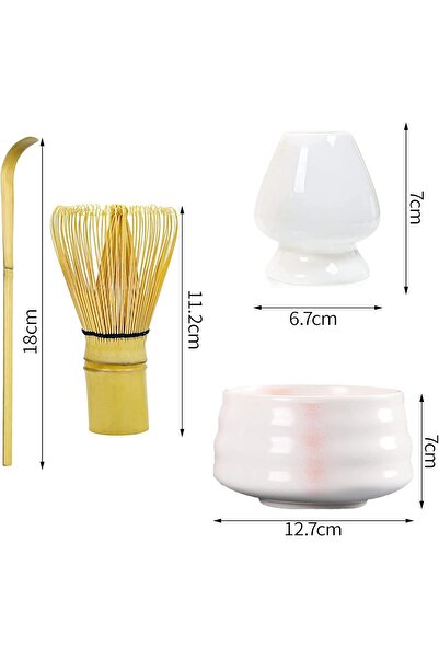 Saharaz 4 Piece Matcha Tea Set, With bamboo Whisk and teaspoon, Burable, Gift for Traditional Matcha