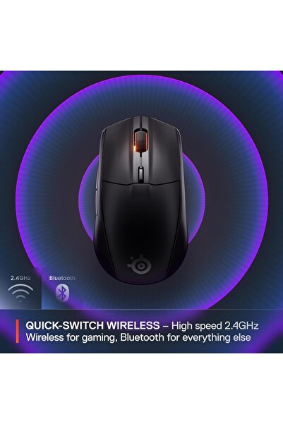 SteelSeries Rival 3 Wireless Gen 2 Gaming Mouse - 2.4GHz & Bluetooth, 18,000 DPI, Black