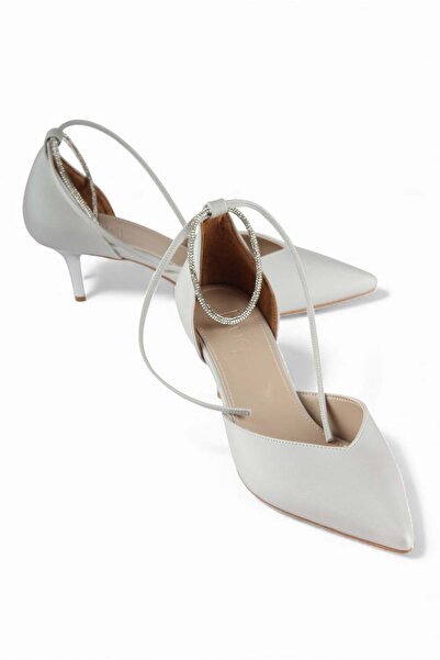 luuq shoes Zies Pointed Toe Heeled Shoes with Sparkling Ankle Band