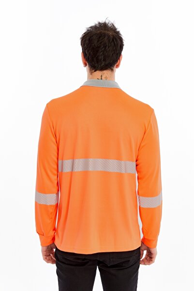 Uniprom Neon Orange High Visibility Reflective Polo Neck Sweatshirt (Hi-Vis)