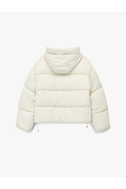 Koton Άνετο παλτό με φερμουάρ με κουκούλα καπιτονέ ψηλός λαιμός φουσκωτό παλτό