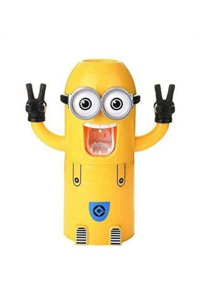 Generic موزع معجون أسنان صغير وحامل فرشاة أسنان أصفر 15 سم