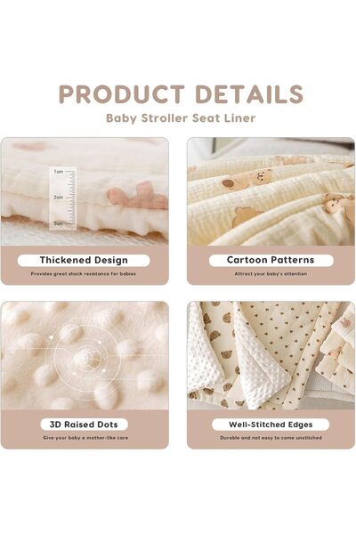 Generic Skisopet Baby Stroller Seat Pad 35×77 cm, Thick Universal Breathable Liner (Pink - Flowers)