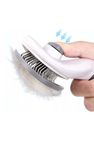 LILY Dog and cat hair brush with self-cleaning button Gray