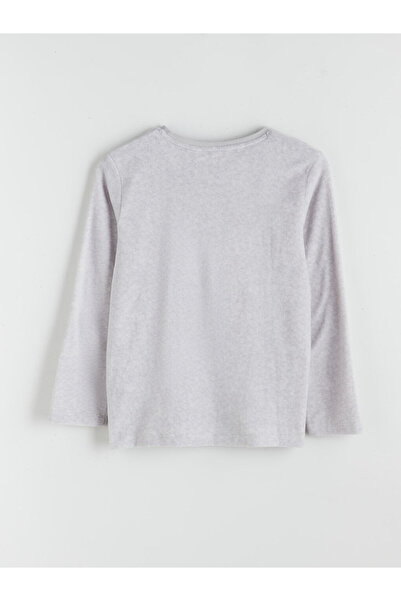 LC Waikiki Dream Gray Crew Neck Embroidered Fleece Women's Pajama Set