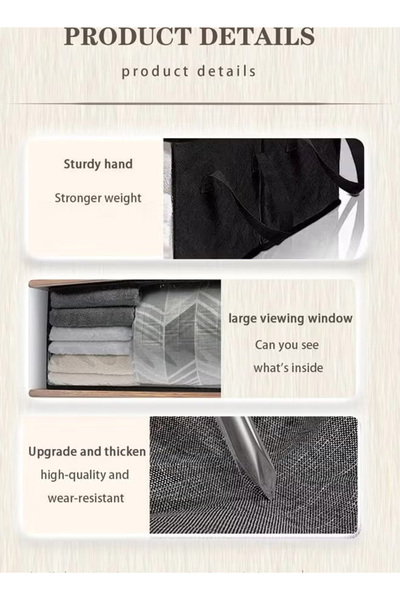 Generic Foldable clothes storage box with reinforced handles and double-sided transparent windows