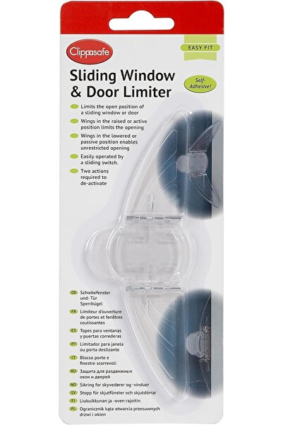 Clippasafe محدد الأبواب والنوافذ المنزلقة، شفاف - عبوة من قطعة واحدة