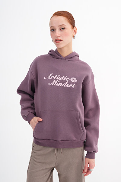 Addax Printed Fleece-Lined Sweatshirt S1864