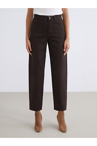 LC Waikiki Γυναικείο τζιν παντελόνι με καφέ μπαλόνι σε σχήμα μπαλόνι