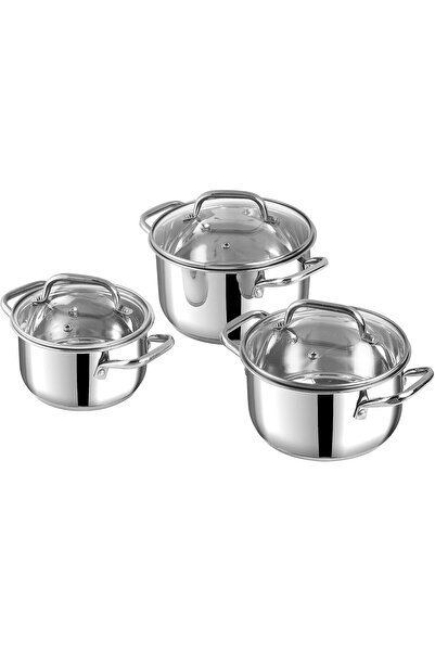 Vinod Mainz Stainless Steel Saucepan Set - 3 pcs (14cm 1.2L, 16cm 2L, 18cm 2.7L)