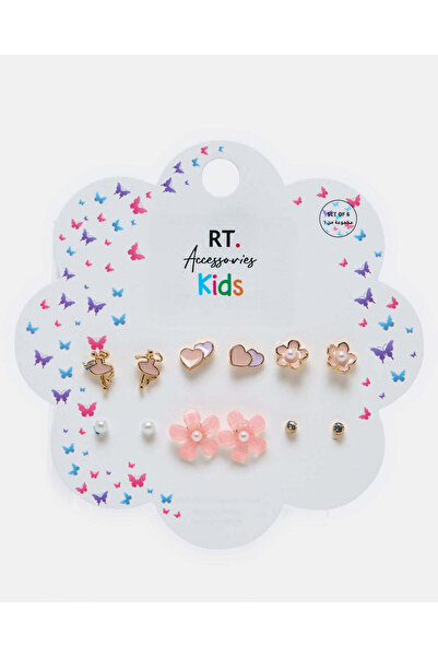 REDTAG مجموعة أقراط مزخرفة متنوعة للبنات (6 أزواج)