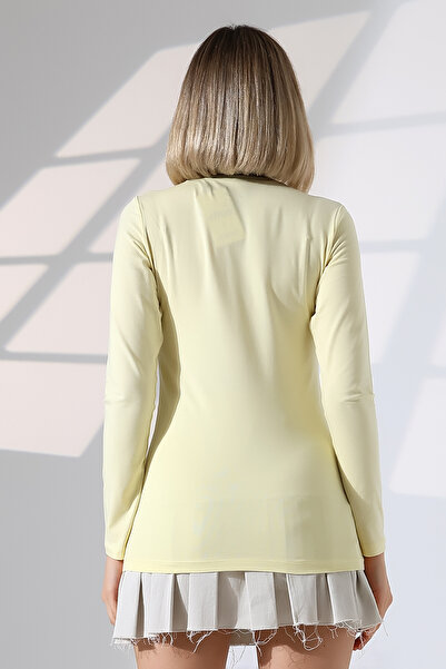 Endies Long Sleeve Crew Neck Combed Cotton Compact Bodysuit 19646 Light Yellow