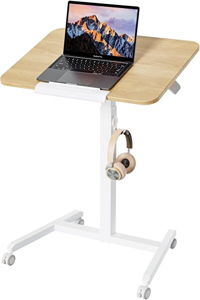 Generic ETHU Portable Mobile Standing Desk, 0–90° Tilt & 76–110cm Height Adjustable, Rolling Podium Sta