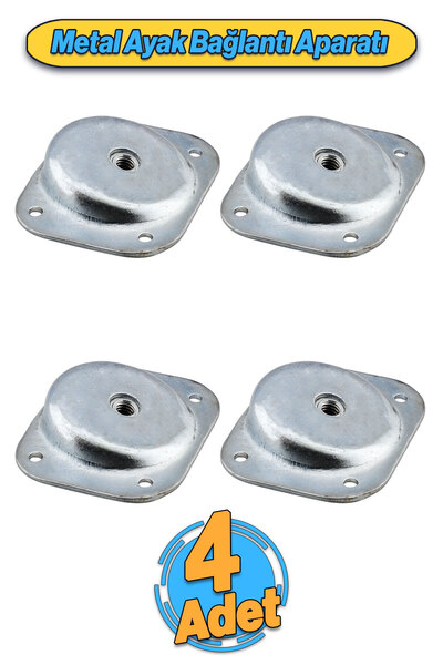Badem10 Açılı Metal 4lü Set Mobilya Ayak Bağlantı Aparatı M8 Civatalı Sehpa M...