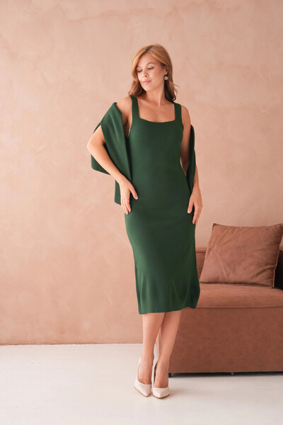 Park Karon Women's Crew Neck Button Detail Textured Jacket Dress Two-Piece Knitwear Set