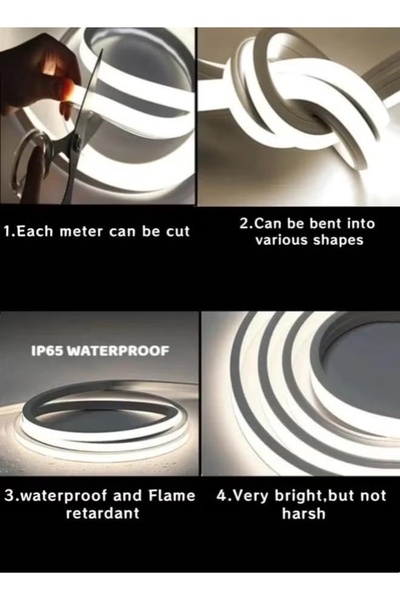 Generic (16.4ft/5M) LED Strip Light 12V Neon Strip Light IP65 Waterproof Neon Rope Light Cuttable White/Warm