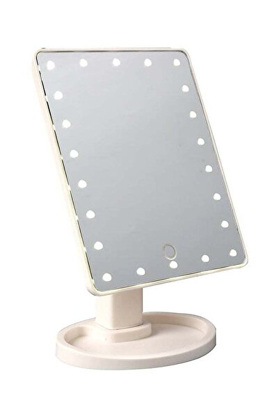 Generic مرآة مكياج مزودة بـ 22 مصباح LED وشاشة تعمل باللمس باللون الأبيض