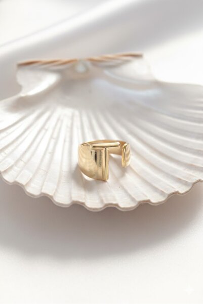 Dorvina Brass Women's Ring with Letter t Gold Color Adjustable |   Stylish and Durable Jewelry, Accessory