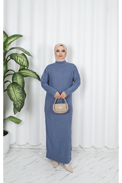 NİSUM MODA Diamond Patterned Knitwear Dress