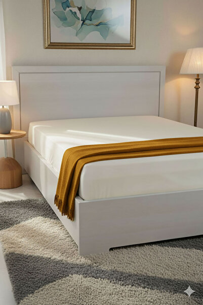 FAVORA 100% Cotton Ranforce Premium King Size Fitted Sheet - Cream