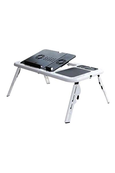 Generic Adjustable Laptop Desk With Cooling Fan (White/Black)