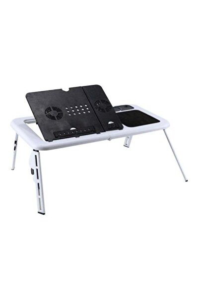 Generic Adjustable Laptop Desk With Cooling Fan White/Black