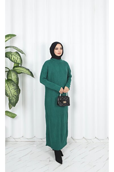 NİSUM MODA Diamond Patterned Knitwear Dress