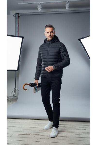 Plus Scorpion Black Quilted Jacket for Men