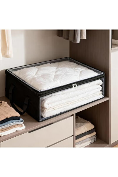 Generic Foldable clothes storage box with reinforced handles and double-sided transparent windows