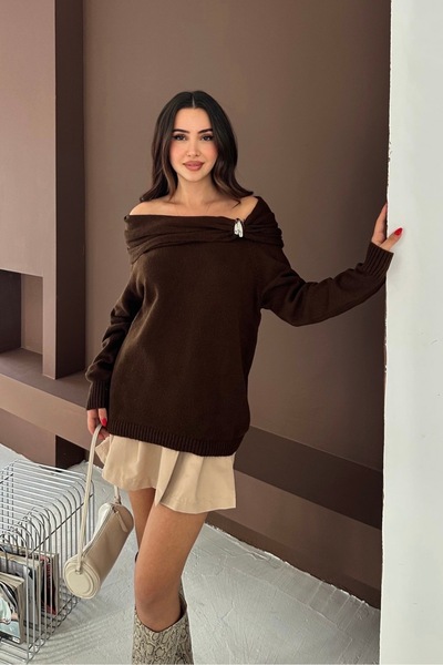 Noi Belis Carmen Collar Accessory Detailed Knitwear Sweater Aw25Kz0092