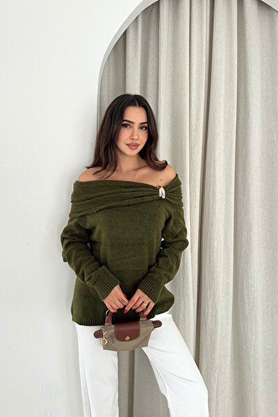 Noi Belis Carmen Collar Accessory Detailed Knitwear Sweater Aw25Kz0092