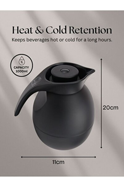 Raz Home Set of 2 High Quality Vacuum Flask for Coffee Tea Water 1000ml - Black