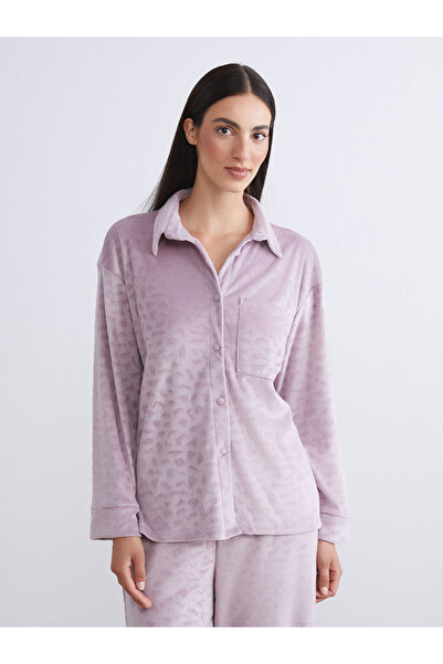 LC Waikiki Dream Lilac Shirt Collar Velvet Women's Pajama Set
