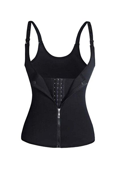AGD Women's Zippered Waist Trainer Corset Workout Corset Black