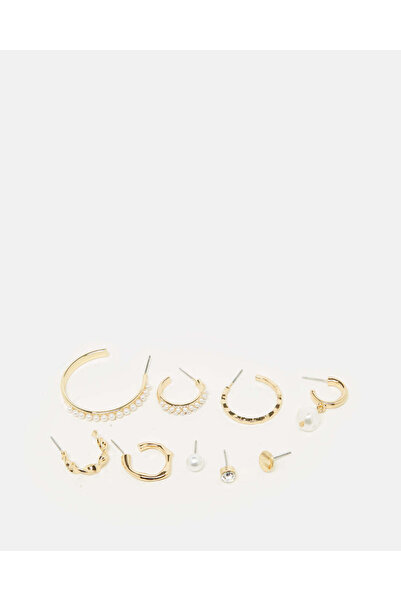 REDTAG مجموعة أقراط نسائية مزينة بالذهب (9 أزواج)