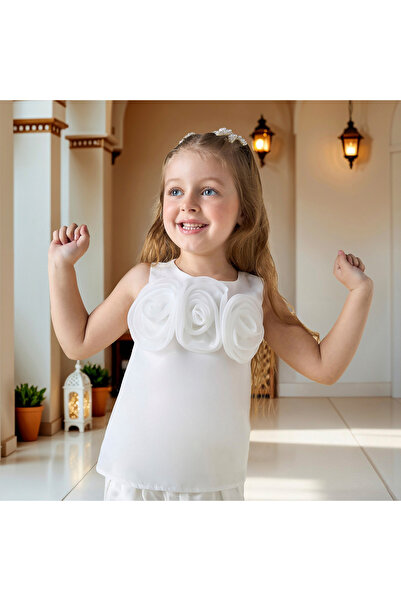 Juniors Floral Accent Sleeveless Top with Button Closure