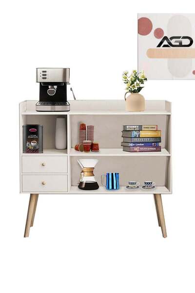 AGD Coffee Corner Storage Side Buffet Cabinet with Drawer, 100x35x90cm, Wood ...
