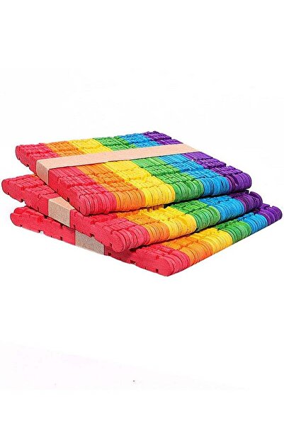 AGD Multi-colored Serrated Wooden Sticks, 3 Sets x 50 Pieces