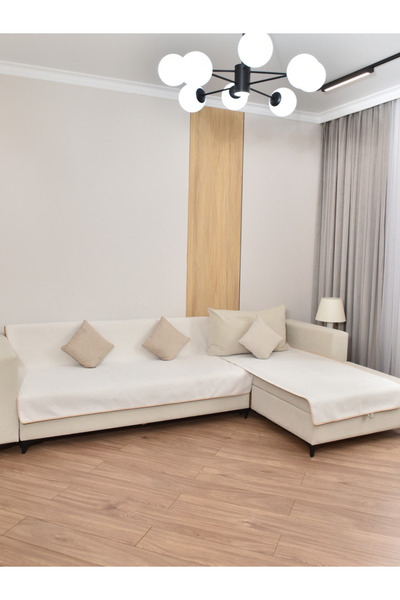 PEDRO Jakarlı Desenli Koltuk Örtüsü Seti 90×180 / 180×200 Bej