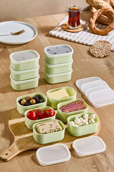Bayev Pots Green 12-Piece Storage Container Set - Breakfast Snack Bowl Fruit Storage Box with Leak-Proof Lids