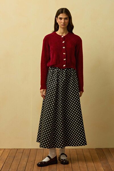 Ceylan Otantik Black Polka Dot Linen Skirt