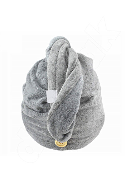 Destpak Buttoned Hair Towel - Water Absorbent Suitable for All Hair Lengths - Suitable for Longest Hair - Elastic