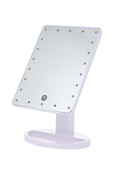 Generic مرآة مكياج LED بشاشة تعمل باللمس، بيضاء/شفافة