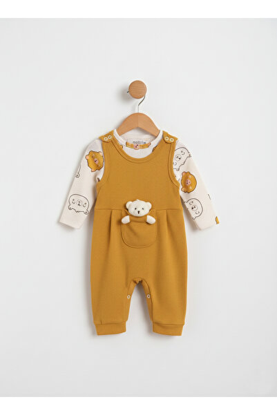 OREVİA Ayıcık Nakışlı Erkek Bebek Tulum 2’li Tulum Seti – Zıbın Ve Tulum | 3-...