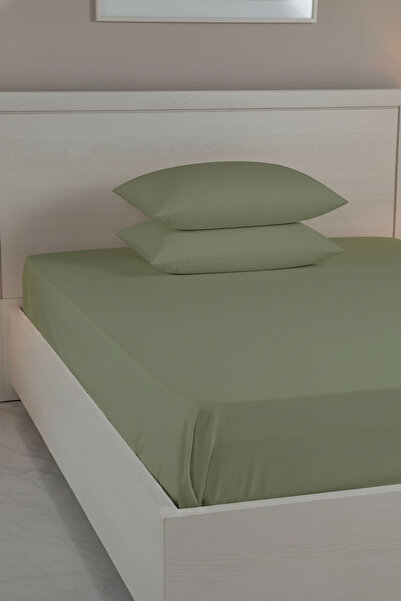 FAVORA 100% Cotton Ranforce Premium King Size Fitted Sheet Set - Green