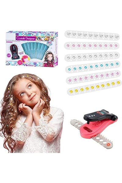 Arabest Hair Sparkle toy set, DIY toys and 80 gems in various round and star shapes, gifts for girls
