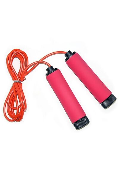 AGD حبل قفز قابل للتعديل بمقبض مريح - أحمر/أسود