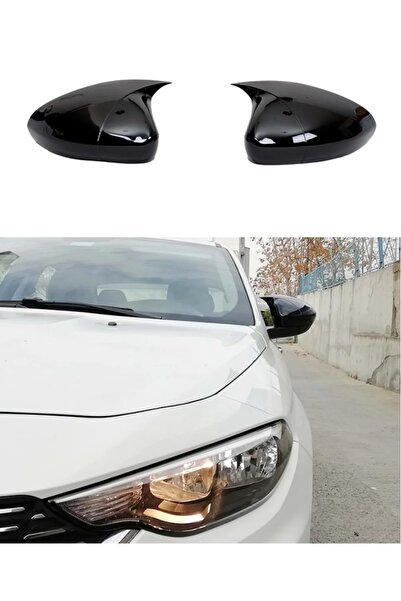DEMİRTUNİNG Fiat Egea 2015+Uyumlu Batman Yarasa Ayna Kapağı Parlak Siyah Plas...