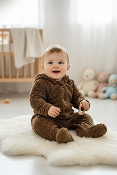 Shadro Textile Welsoft Peluş Unisex Fermuarlı Kışlık Bebek Uyku Tulumu Bebek Tulumu Çocuk Tulumu Çocuk Kostümü